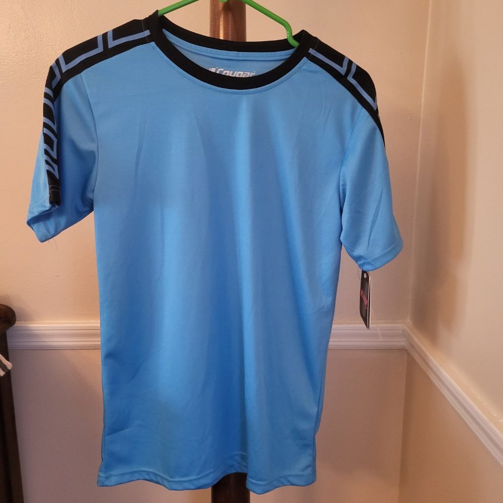 Cougar Sport Boys 14/16 Blue with black short sleeve shirt BNWT
